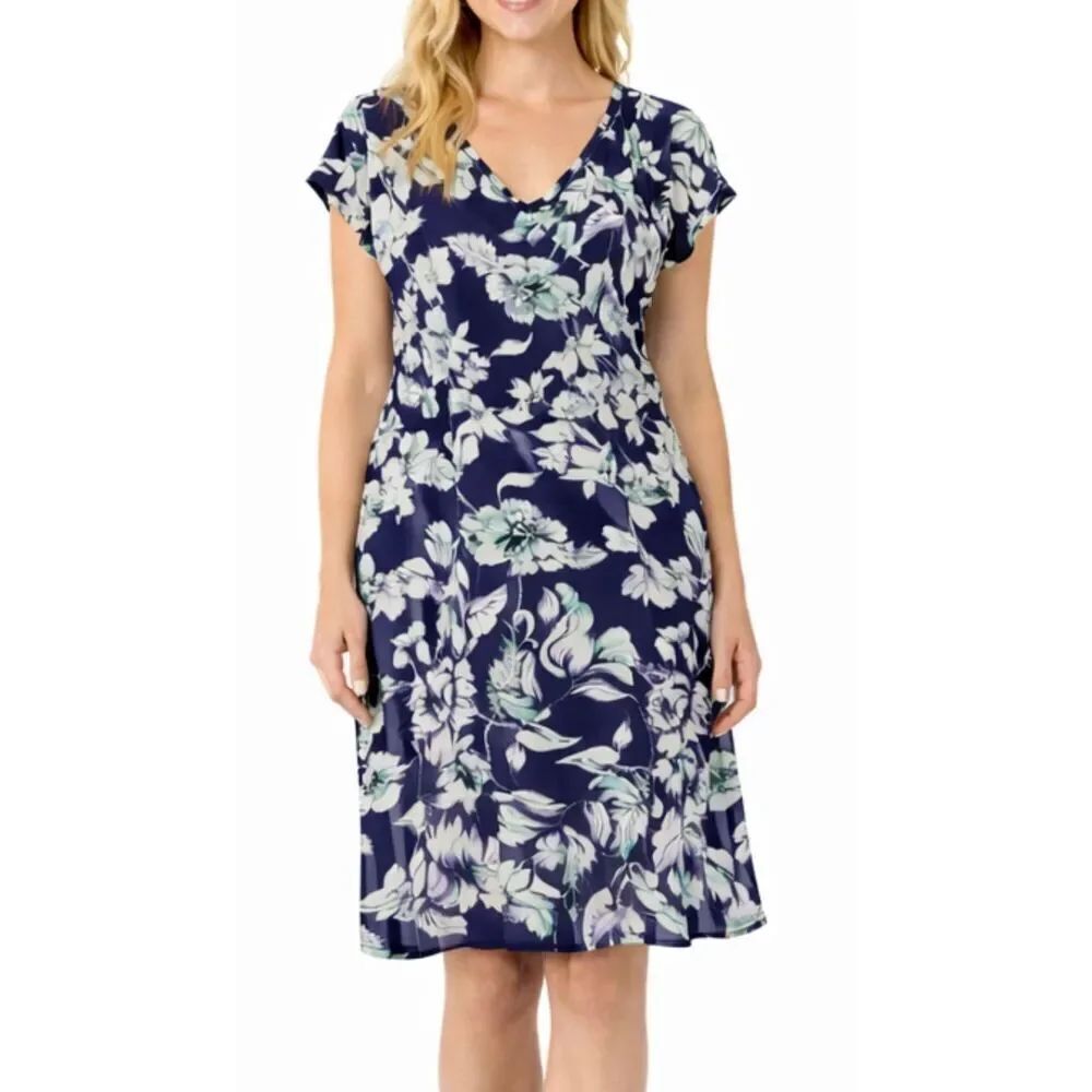 Soft Surroundings floral faux wrap dress PM